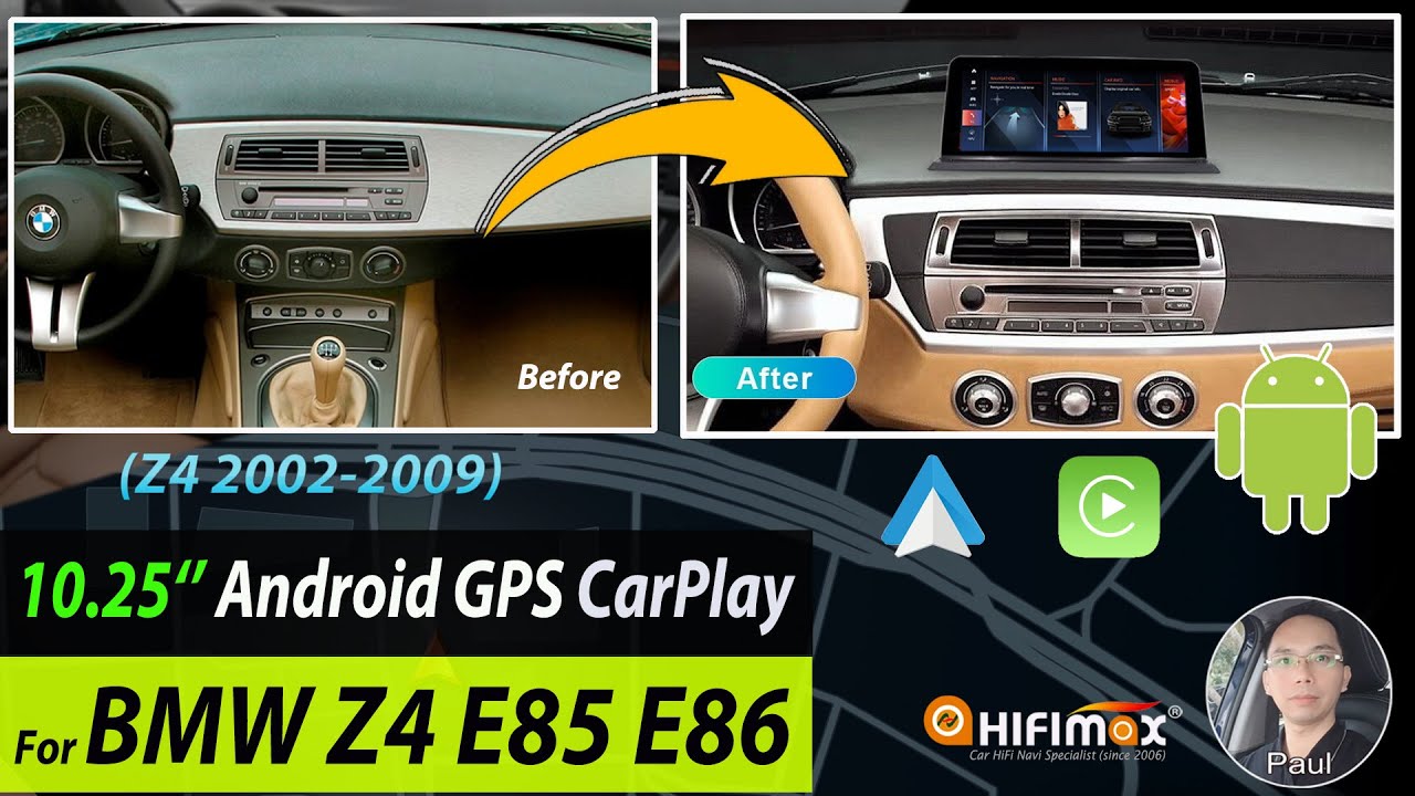 10.25 inch BMW Z4 E85 E86 (02-09) Android 13 GPS screen Wireless CarPlay Android Auto Backup camera!