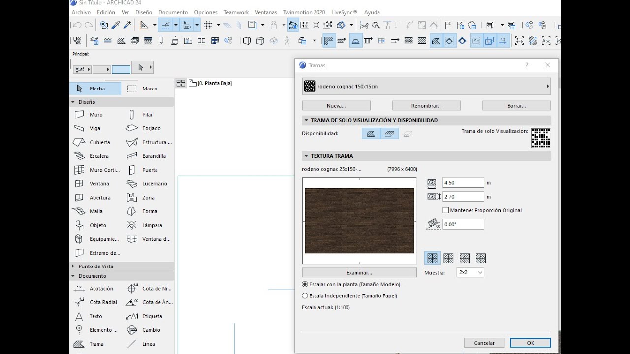 Crear trama y textura archicad 24