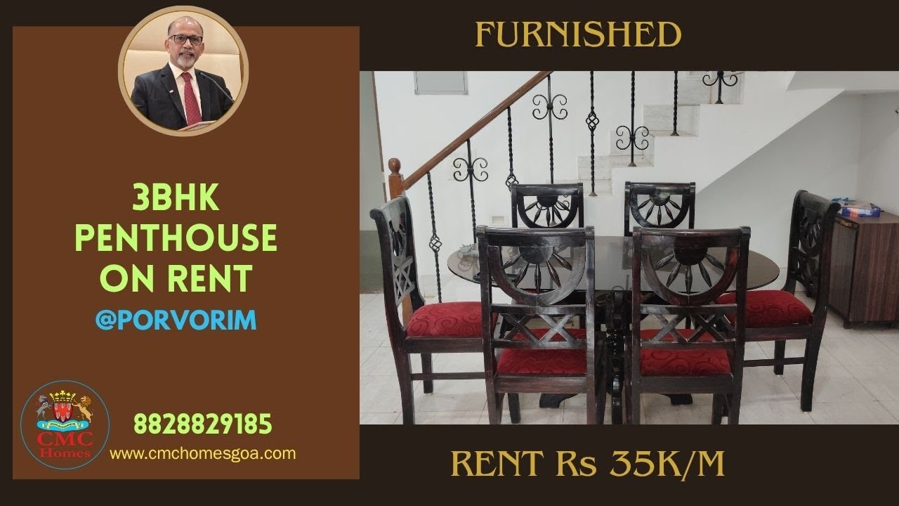 3BHK Luxurious Penthouse For Rent in Porvorim, North Goa. Call CMC Homes at 8828829185