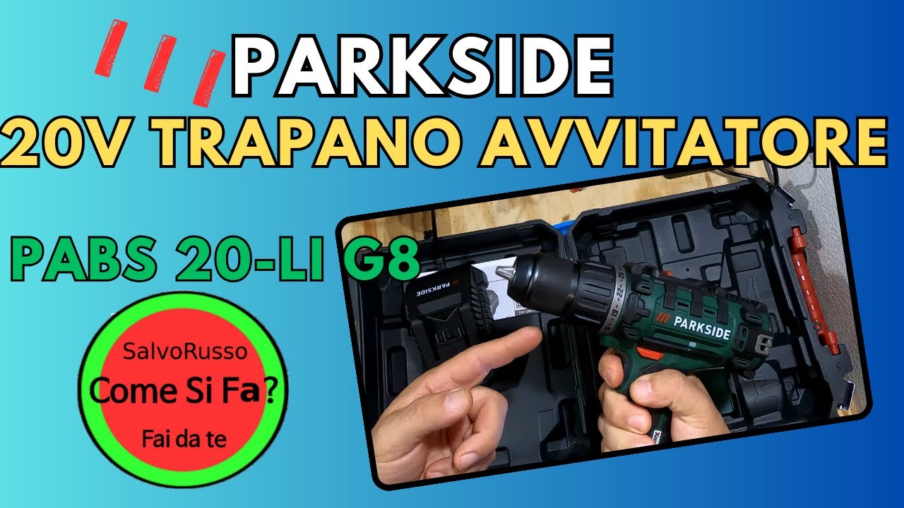 PARKSIDE 20V Trapano Avvitatore ricaricabile PABS 20-LI G8 con batteria e carica batteria