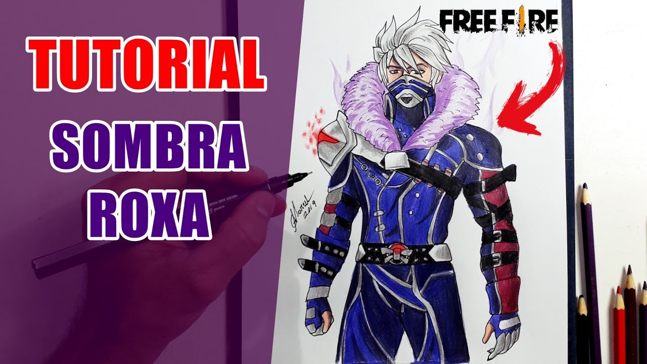 COMO DESENHAR A SKIN SOMBRA ROXA FREE FIRE - Cómo dibujar Free Fire