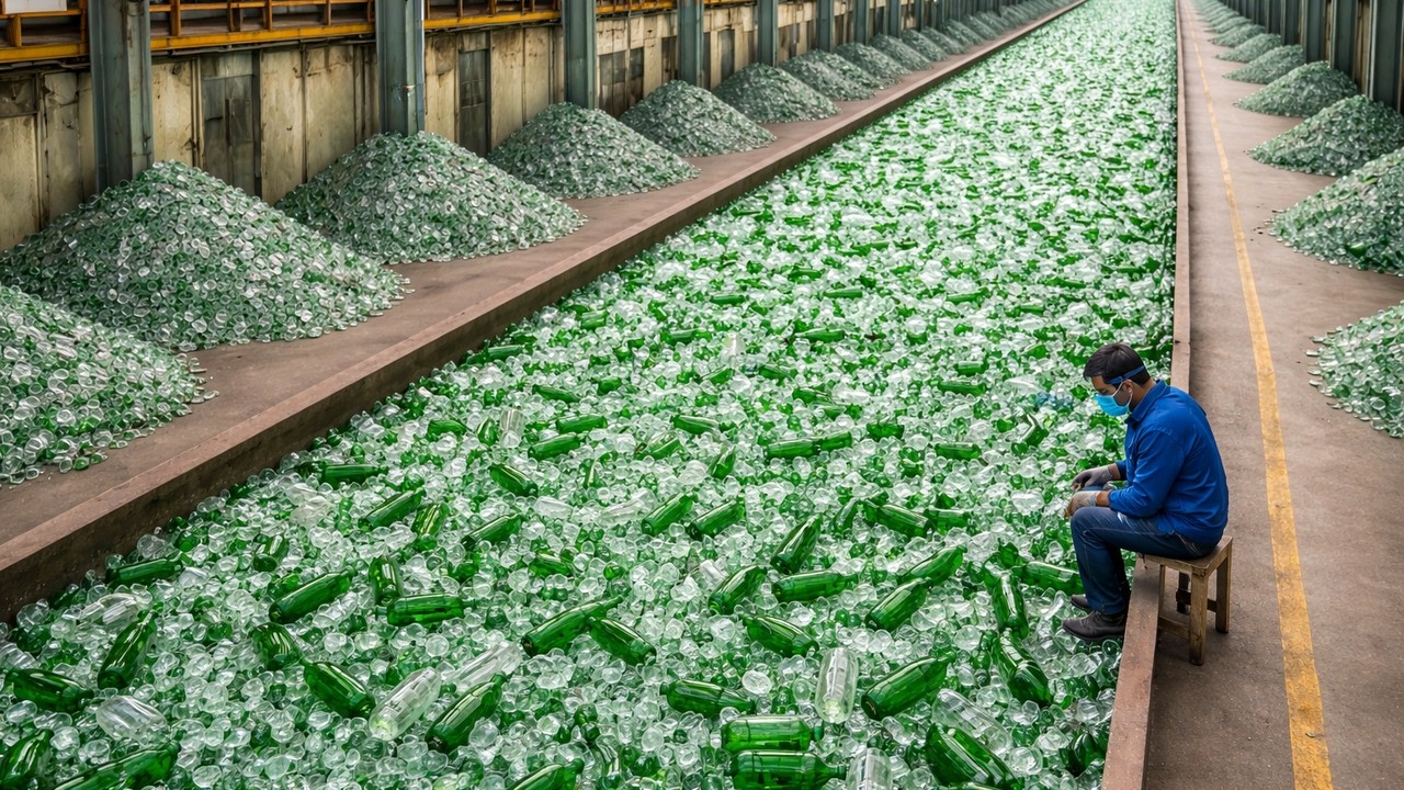 How Millions of Glass Bottles Are Recycled In Factory – Massive Glass Recycling Line