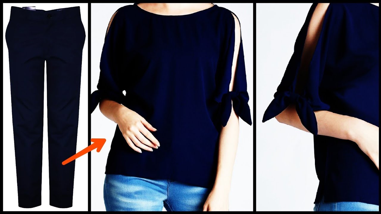 DIY : Recycle Men's Jeans/Pant into Cold shoulder Top
Reuse Old Jeans~
