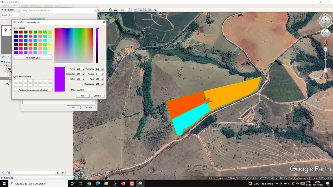 Como usar o Google Earth Pro - para divisão de pastos rotacionado – medir fazenda