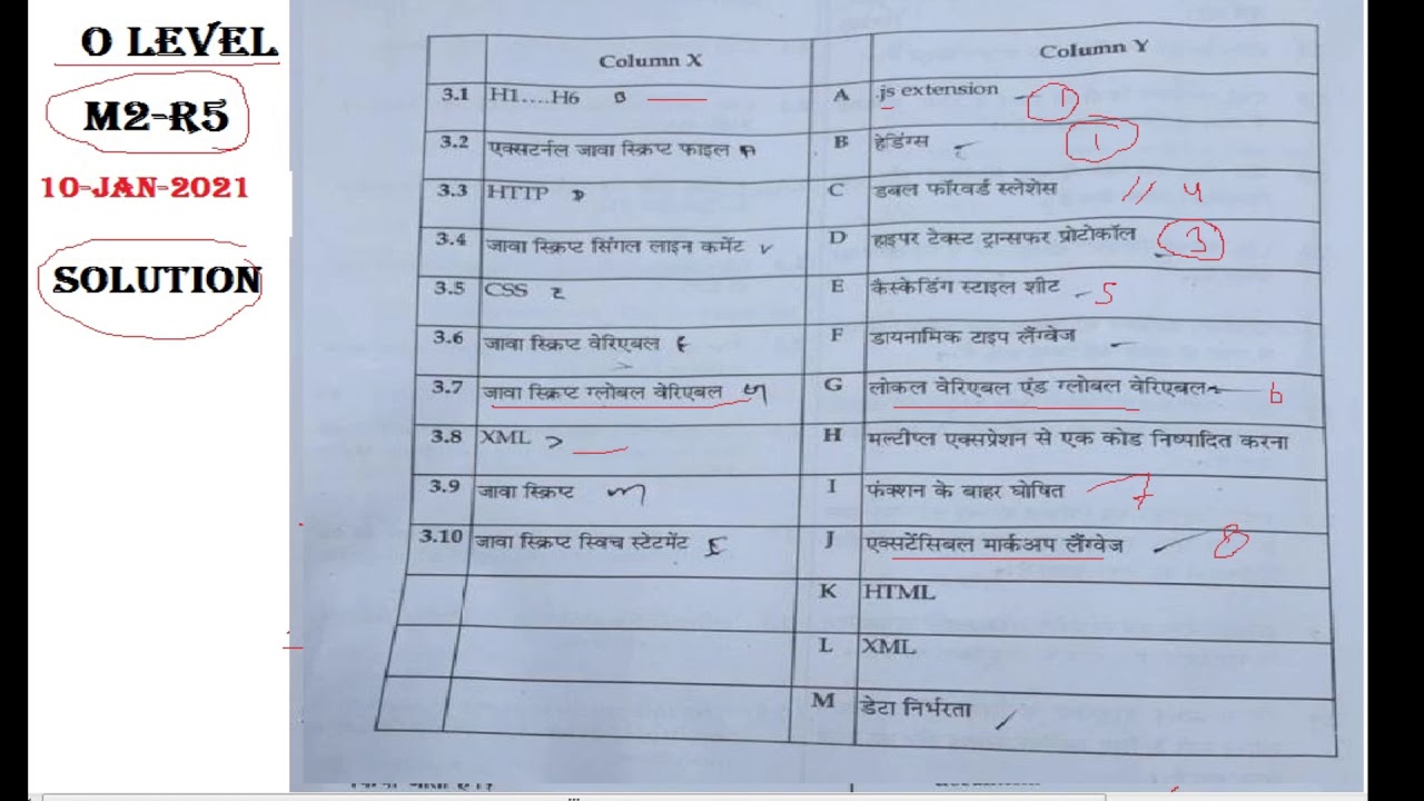 o level M2-R5 10 jan 2021 exam solution