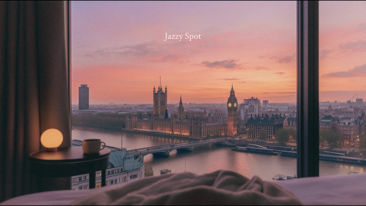 Pink Sunset Jazz in a Cozy London Hotel — Study Work Jazz Playlist 🌇