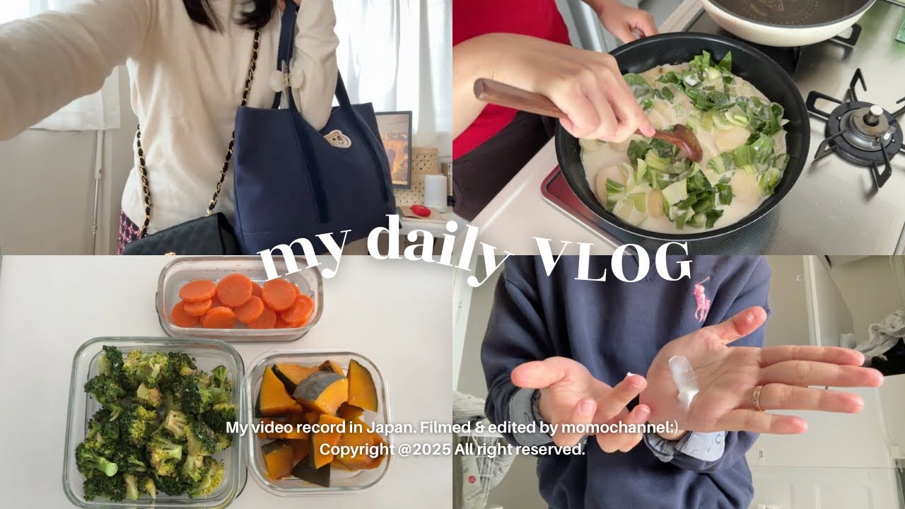 【vlog】27歳社会人の日常vlog⛄️マザーズバッグの中身＆作り置きおかず4品🧳🍳