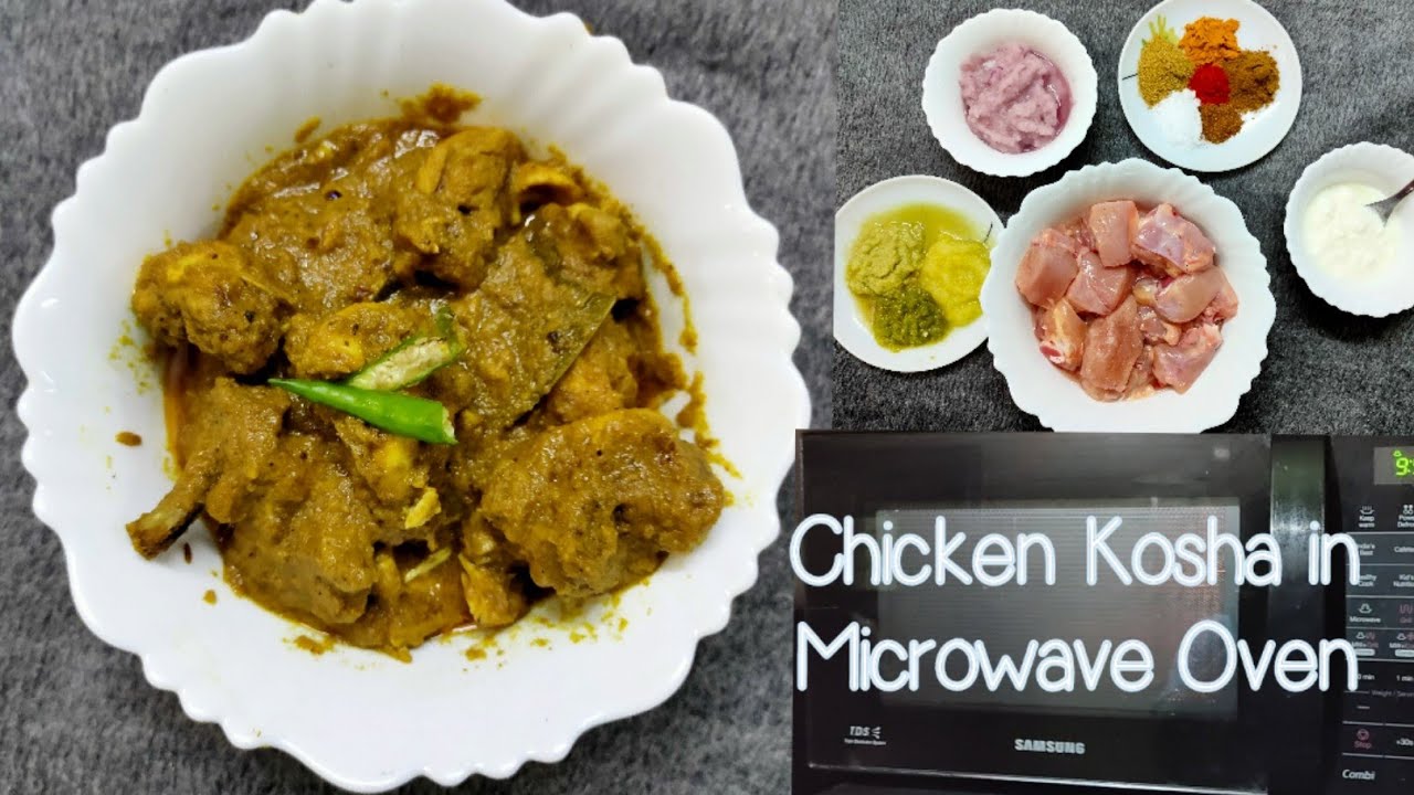 Chicken Curry in Microwave Oven ||  Bengali Style Chicken Kosha in Microwave Oven