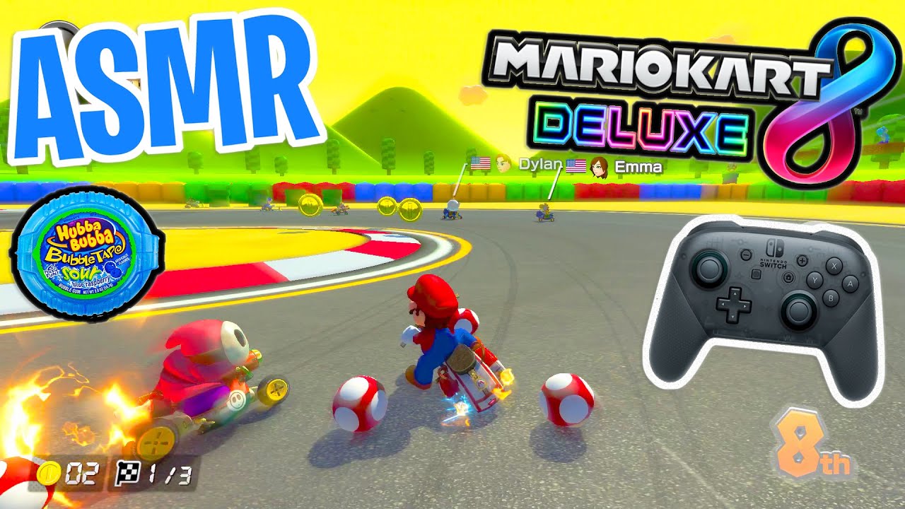 ASMR Gaming 😴🏎️ Mario Kart 8 Deluxe Online Relaxing Gum Chewing 🎮🎧Nintendo Switch Controller Sounds💤