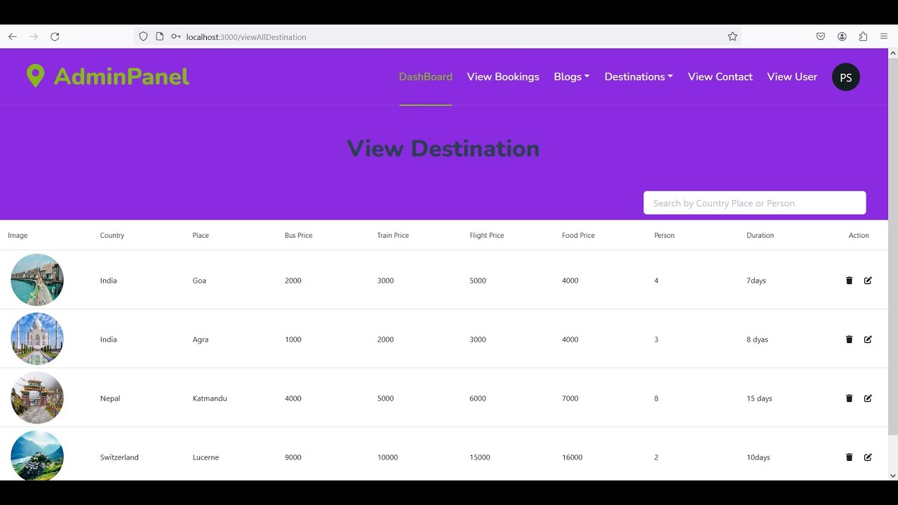 Tour & Travel Management System using React JS NodeJS MongoDB