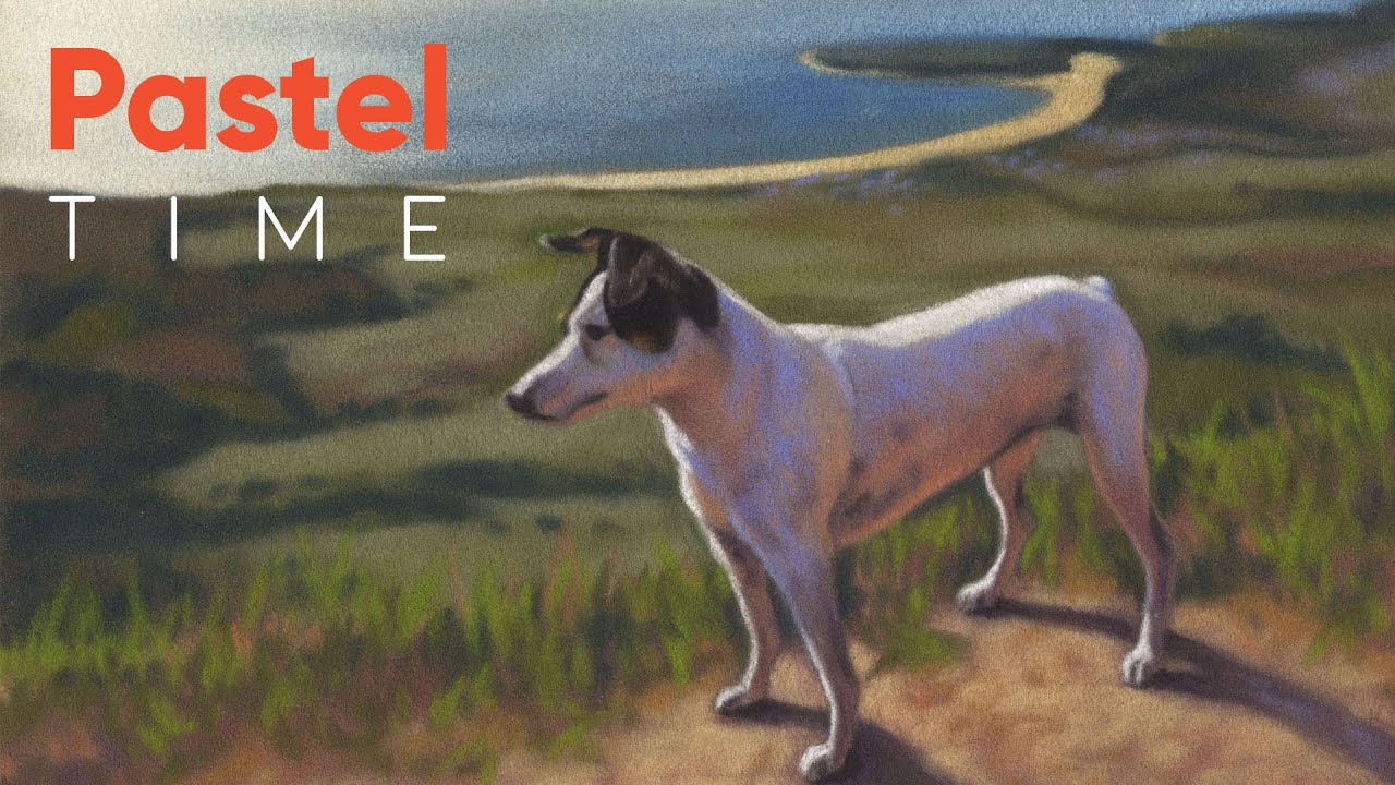 Tiny Dog in Landscape in Soft Pastel - Timelapse
