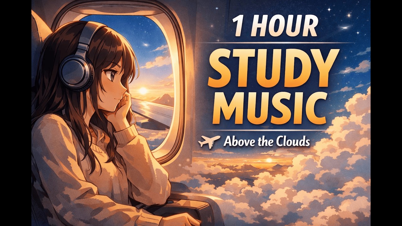 1 Hour Atmospheric Ambient for Studying | Peaceful Airplane Window Views