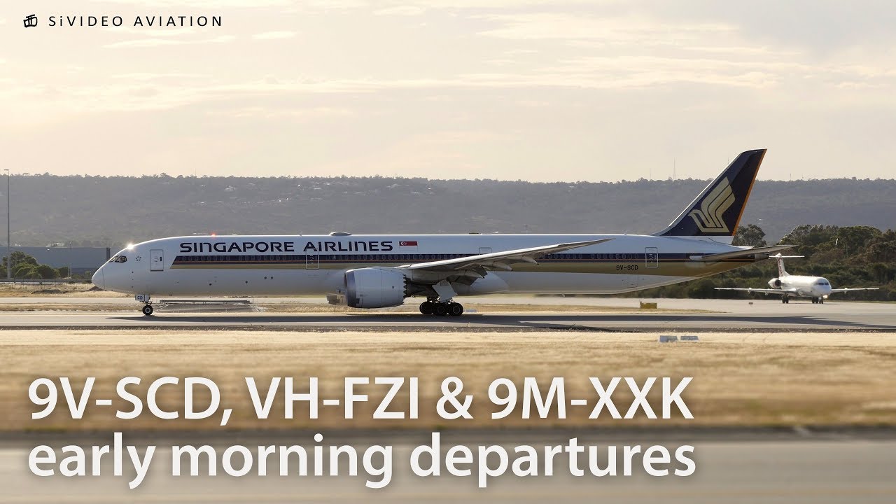 Singapore (9V-SCD), Virgin Regional (VH-FZI) & AirAsia X (9M-XXK) early departures at Perth Airport.