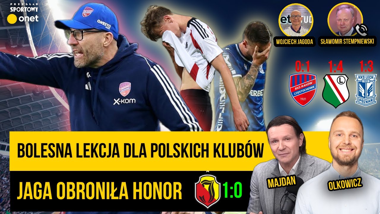 EUROPEJSKA KATASTROFA. RAKÓW, LEGIA I LECH W PLECY. JAGIELLONIA RATUJE HONOR