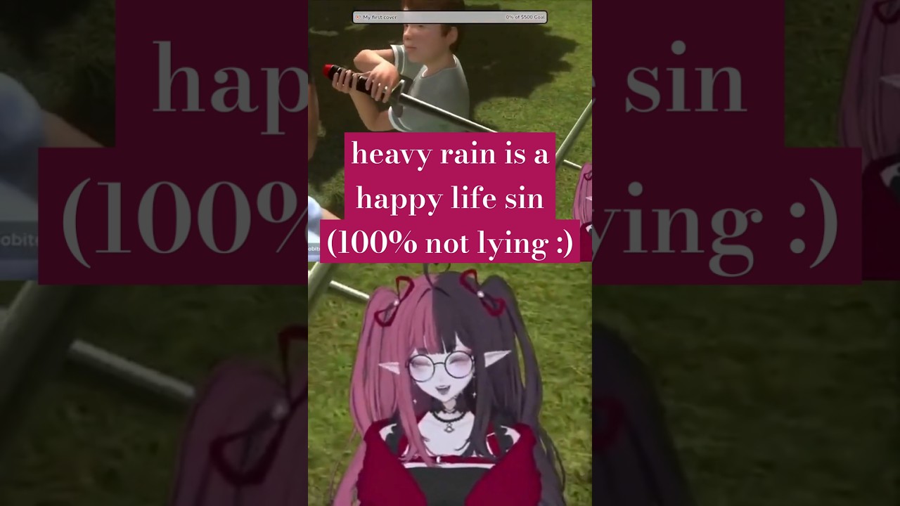 vampire vtuber enjoys domestic life in heavy rain