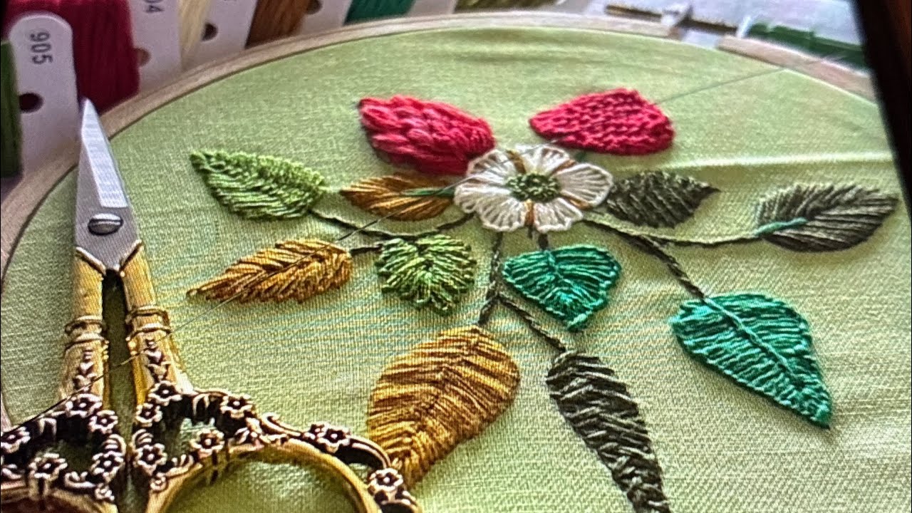 💕🔥🌼viral French knot flowers🌺 stunning hand embroidery tutorial#trending #embroidery #viralvideo