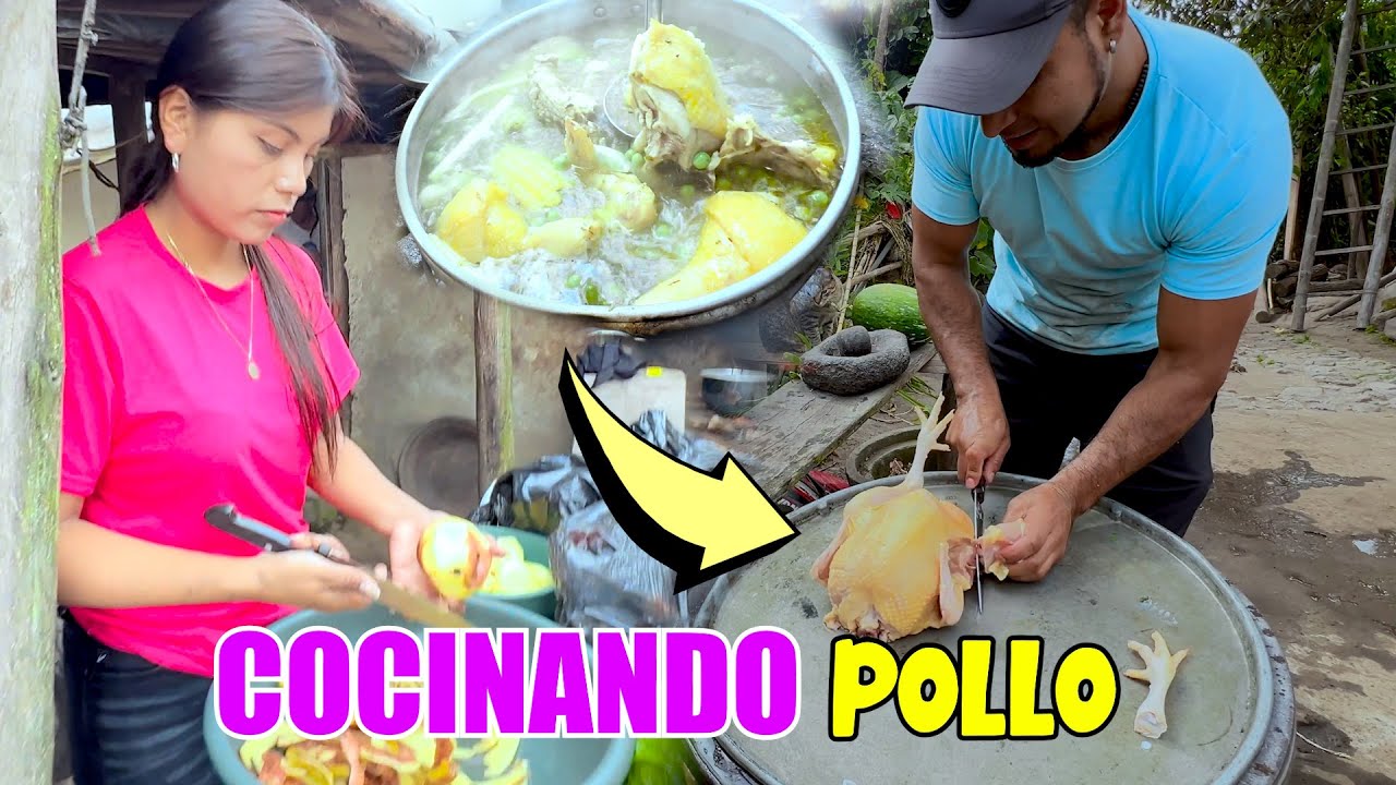 Un pollo crudo para cada equipo que receta será la mejor , cocinando en el campo