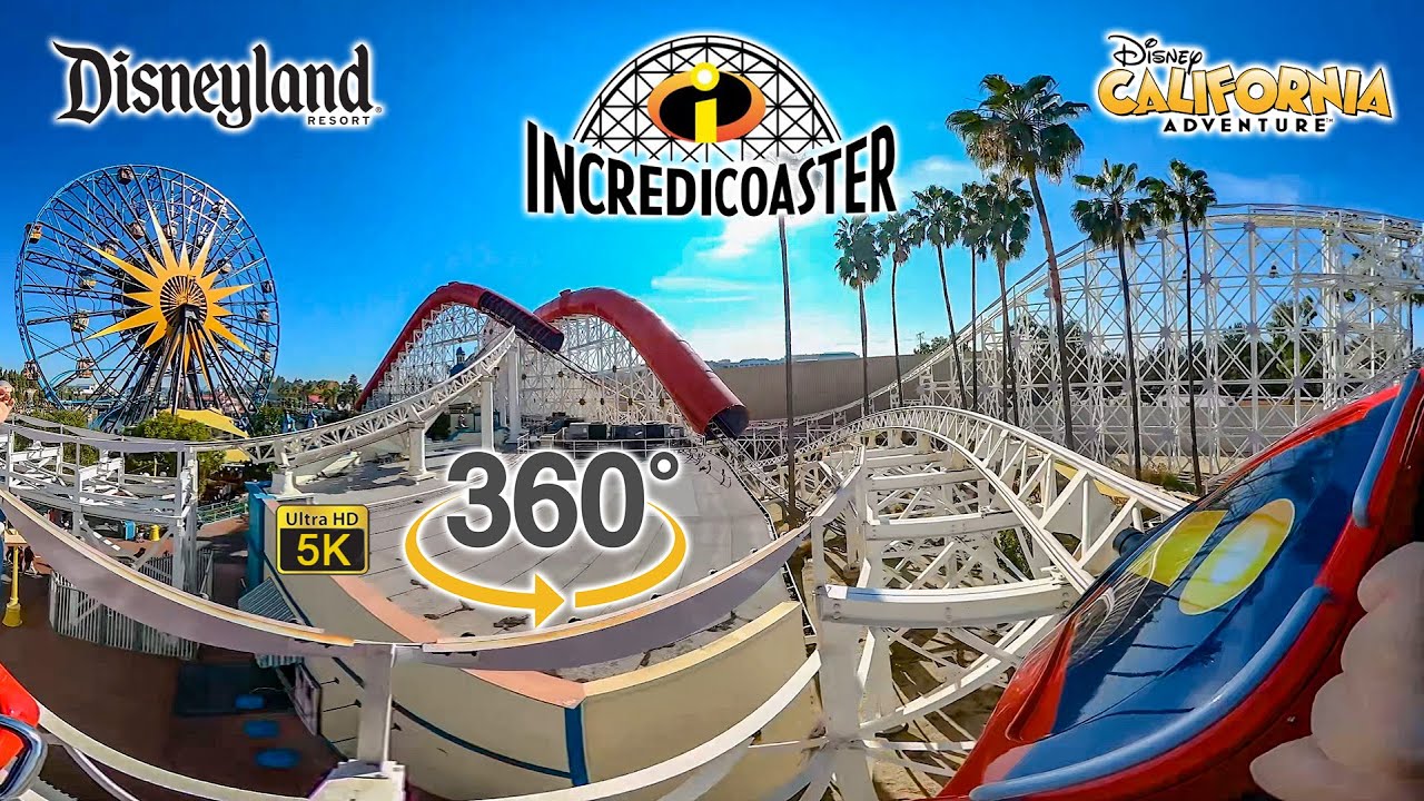 VR 360 5K Incredicoaster On Ride Front Seat POV Disney California Adventure Disneyland 2022 12 14