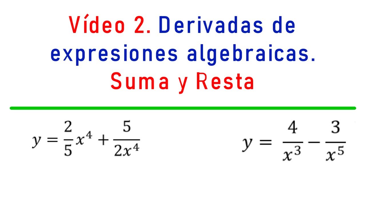 Vídeo 2. Derivadas de expresiones algebraicas. Suma y Resta
