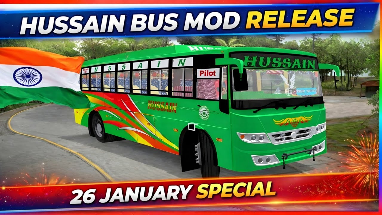 || REPUBLIC DAY SPECIAL|| HUSSAIN BUS MOD FOR BUS SIMULATOR INDONESIA || DOWNLOAD NOW||