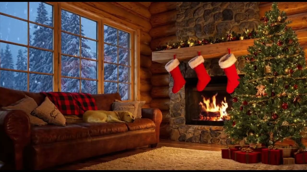 Cozy Winter Cabin Fireplace ❄️ Soft Relaxing Piano Music for Sleep & Calm | 1:03:50 Snow Ambience