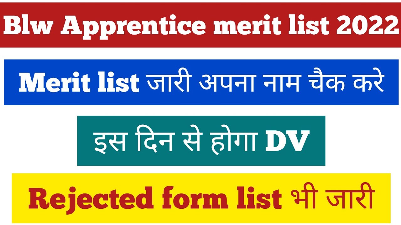 Blw Varanasi Apprentice merit list 2022 | Blw varanasi apprentice 2022 | Blw merit list 2022 #blw