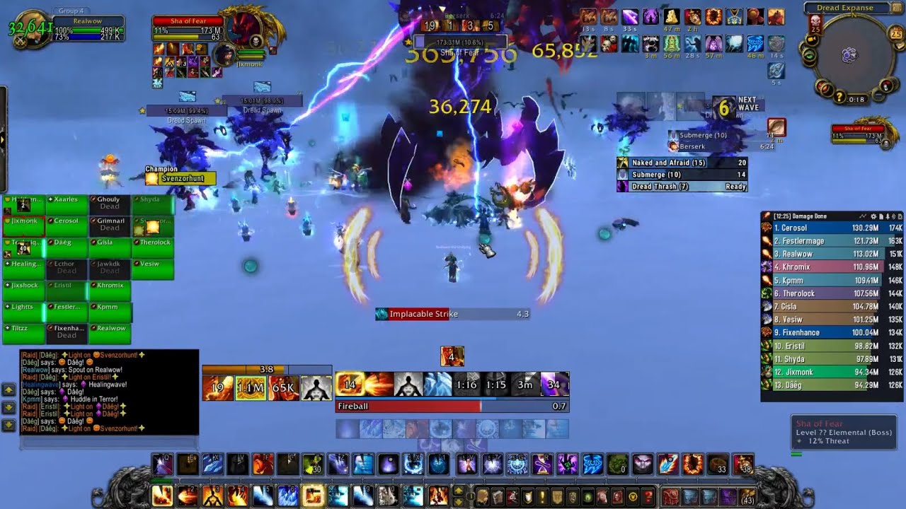 Sha of Fear 25 Man Heroic Fire Mage Pov - Terrace of Endless Spring Mop Classic