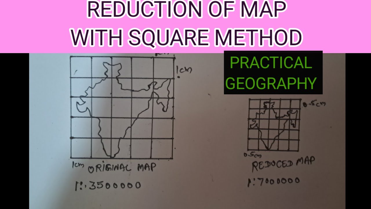 REDUCE OF MAP WITH SQUARE METHOD// मानचित्र का लघुकरण की वर्ग विधि