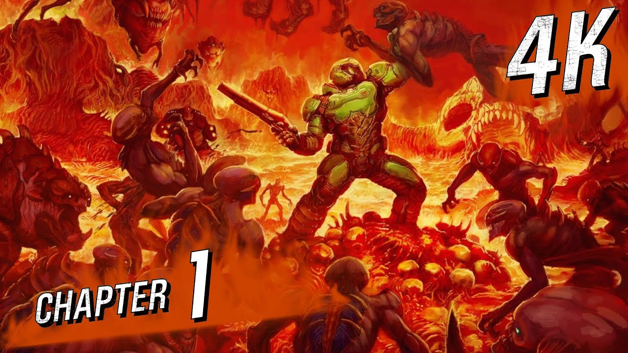 [4K 60] DOOM (2016) (Nightmare / 100%) - Walkthrough pt 1 -  The UAC (Rip & Tear)