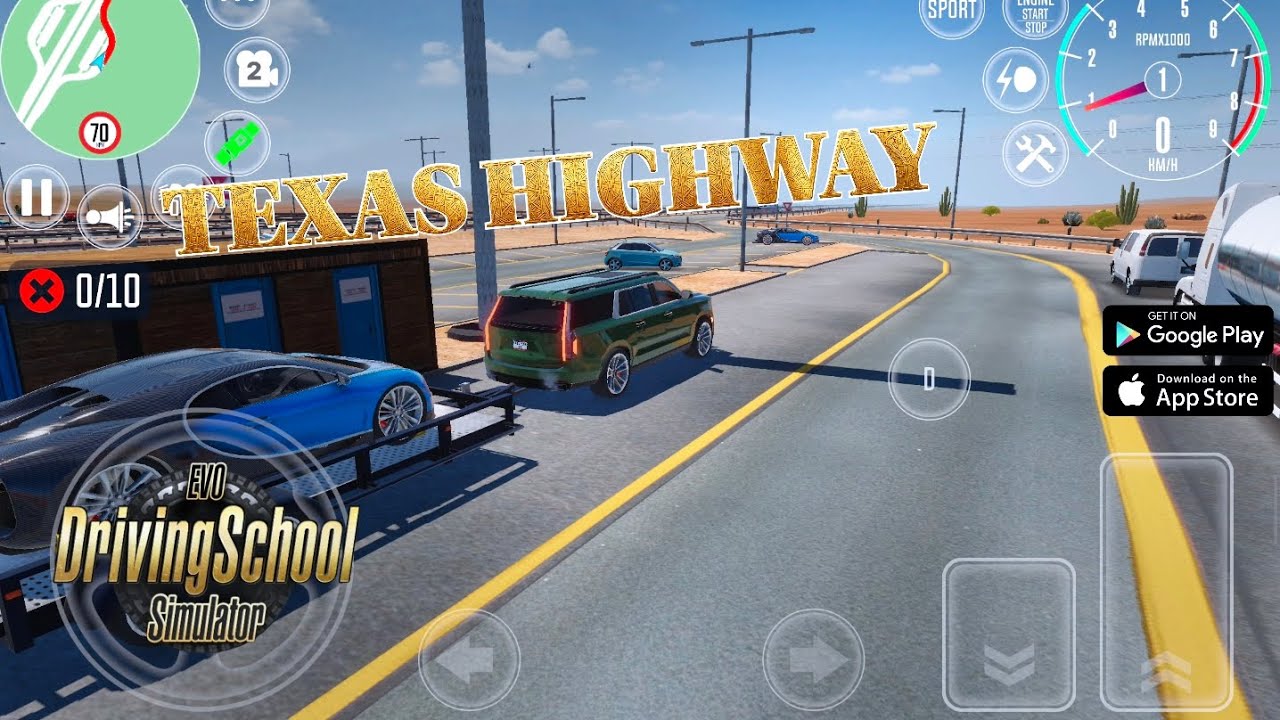 Driving School Simulator : EVO -  TEXAS HIGHWAY (Mission - 1,2,3)