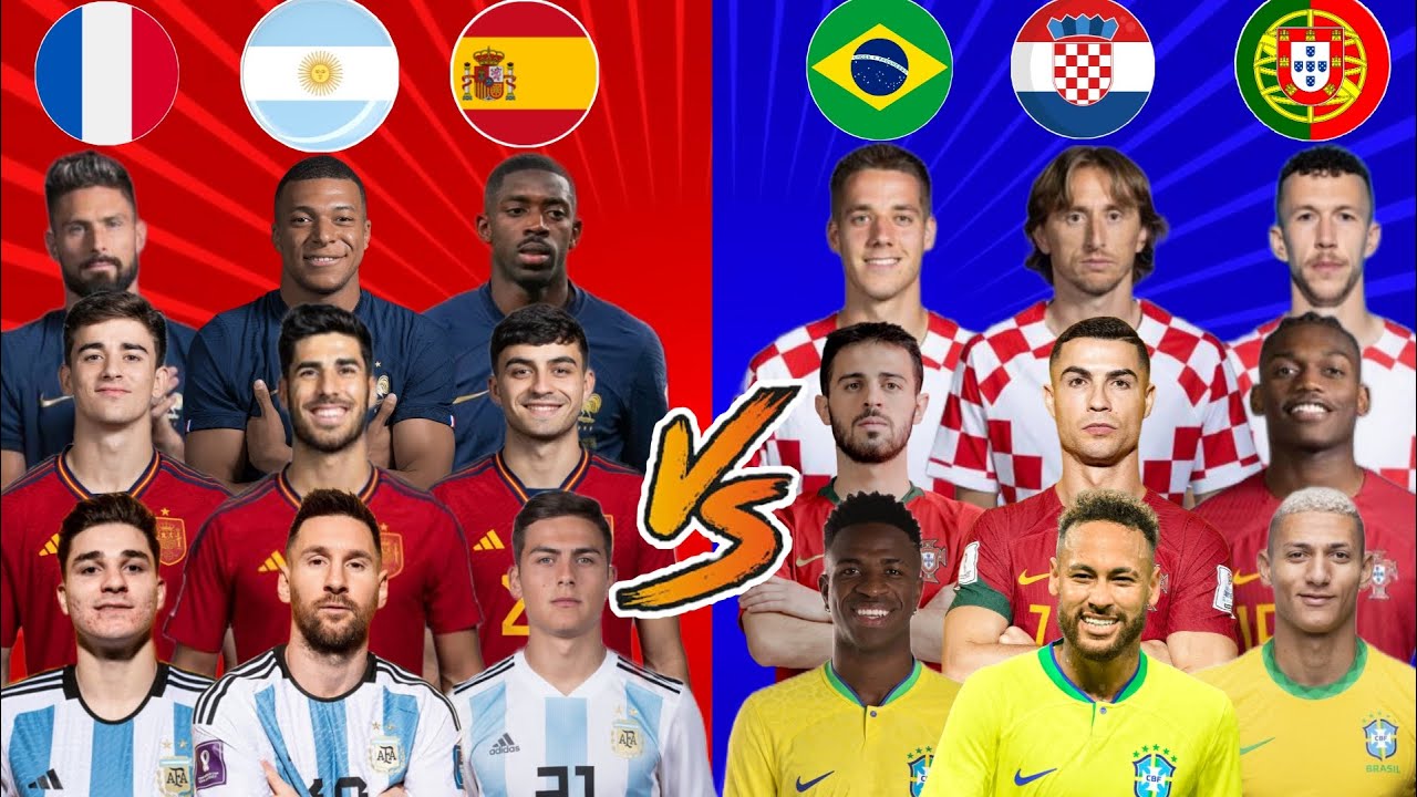Argentina France Spain VS Portugal Brazil Croatia 😮🔥 ULTİMATE Trio Comparison 💪