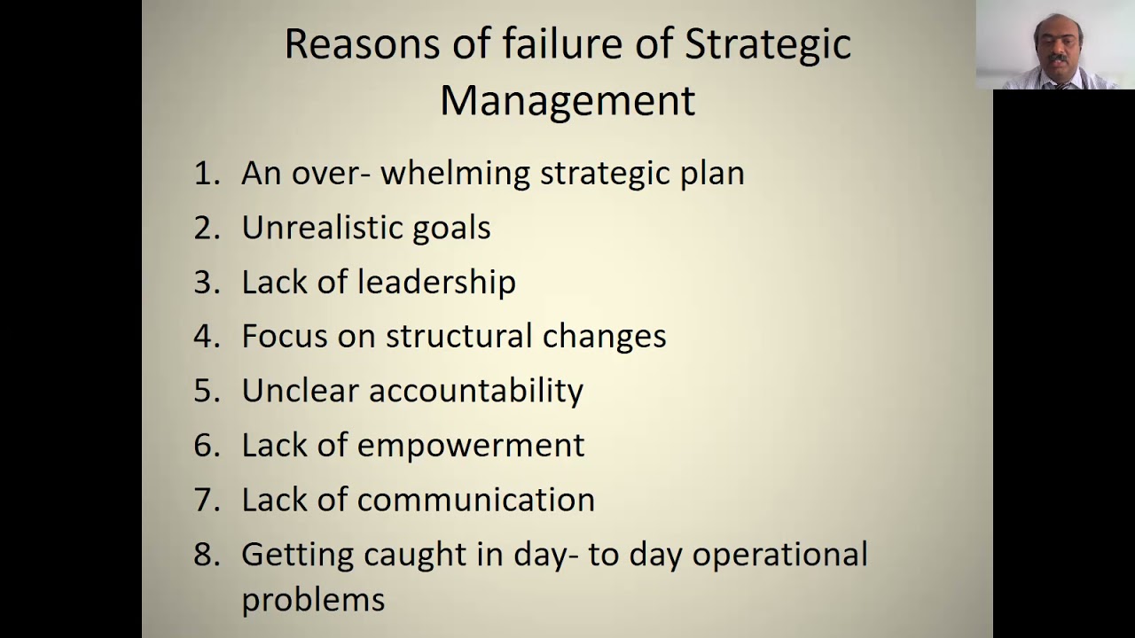 Reasons of failure  of strategic management