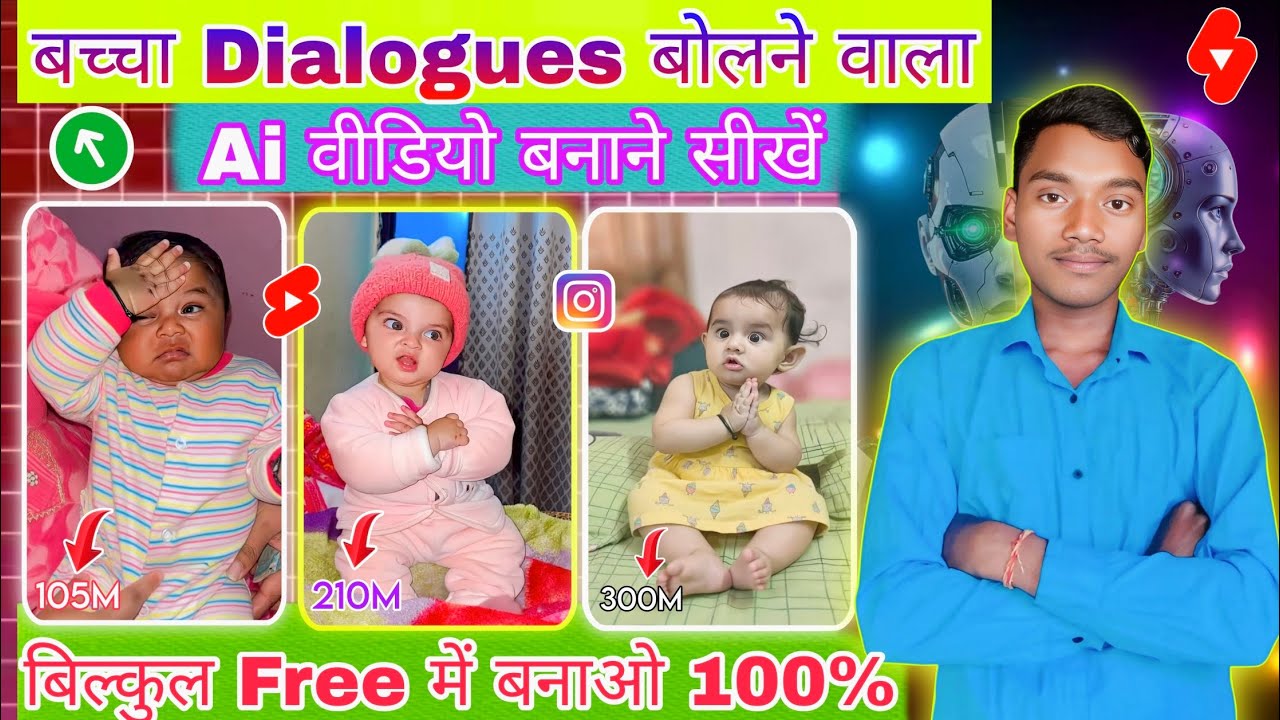 बच्चा Dialogue बोलने 🥳 वाला Ai वीडियो बनाने सीखें || बिल्कुल Free मैं 100% || SandipYTvlogs || 