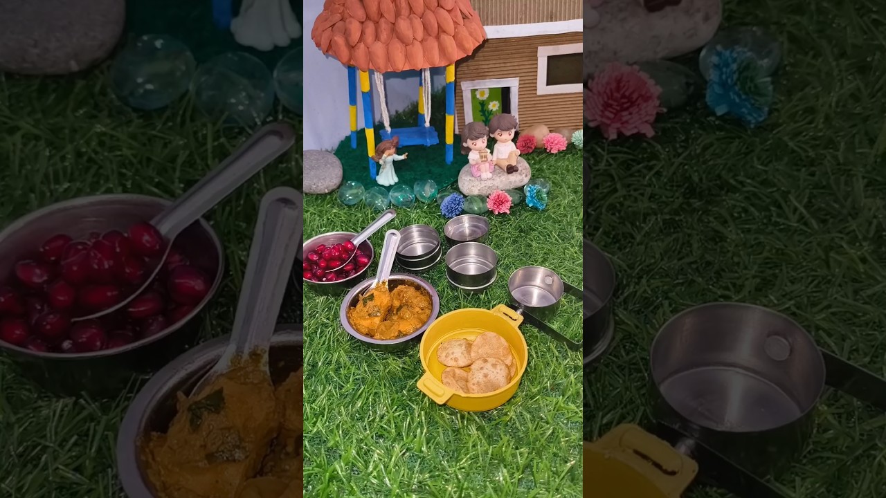 Tiny Lunchbox 🤏 | Mini Poori, Paneer Butter Masala & Anaar (Pomegranate) 🍽️😲 | Mini Kitchen😋 #shorts