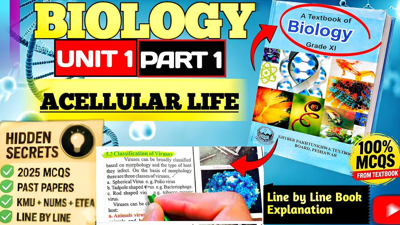 Acellular life part 1 | MDCAT/KMUCAT 2026 | KPK Biology Textbook + past paper MCQS Topper Strategy 🎯