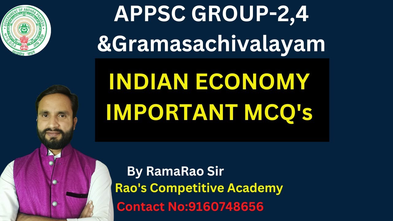 APPSC Group-2,4&Gramasachivalyam|Indian Economy Important MCQ's|Rao's Competitive Academy