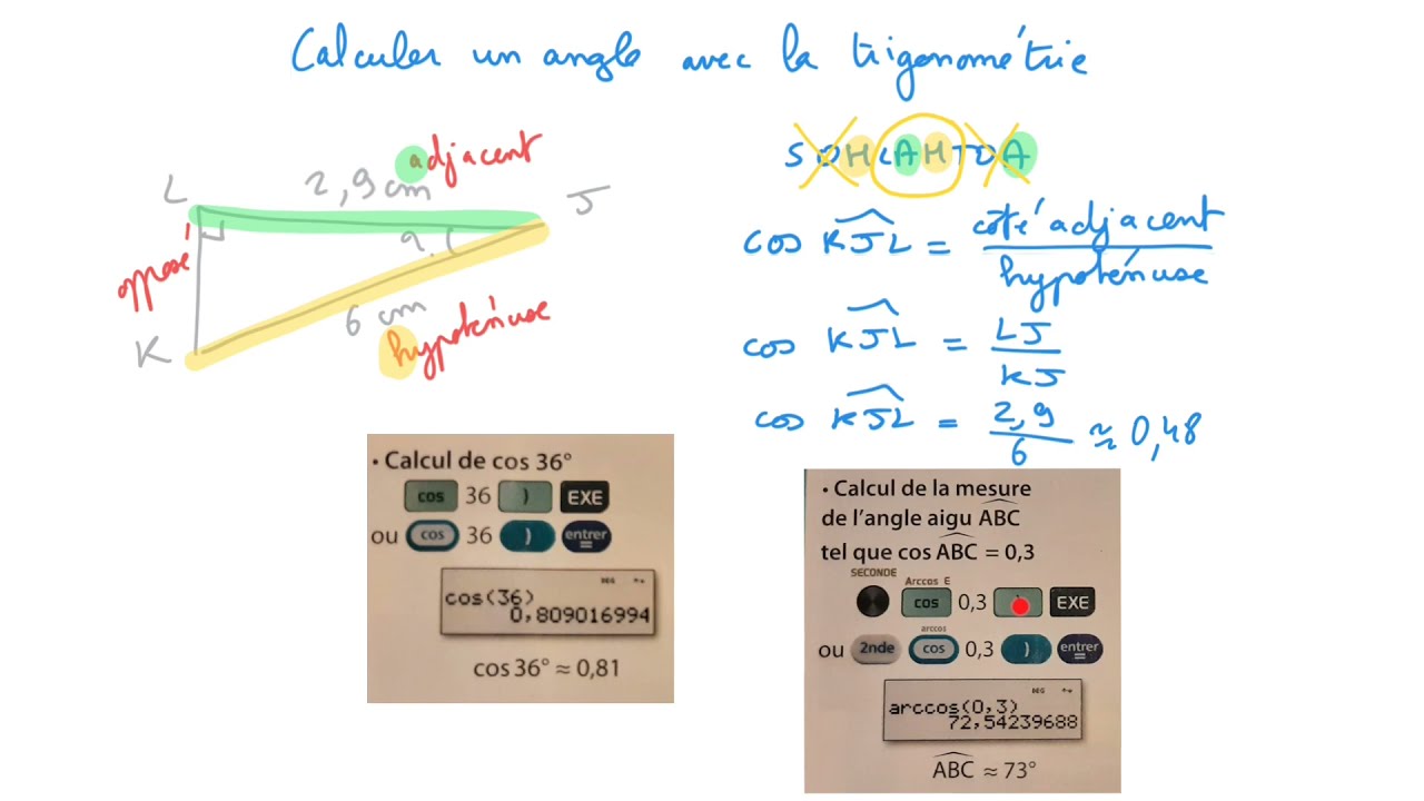 Trigonométrie   (calculer un angle)