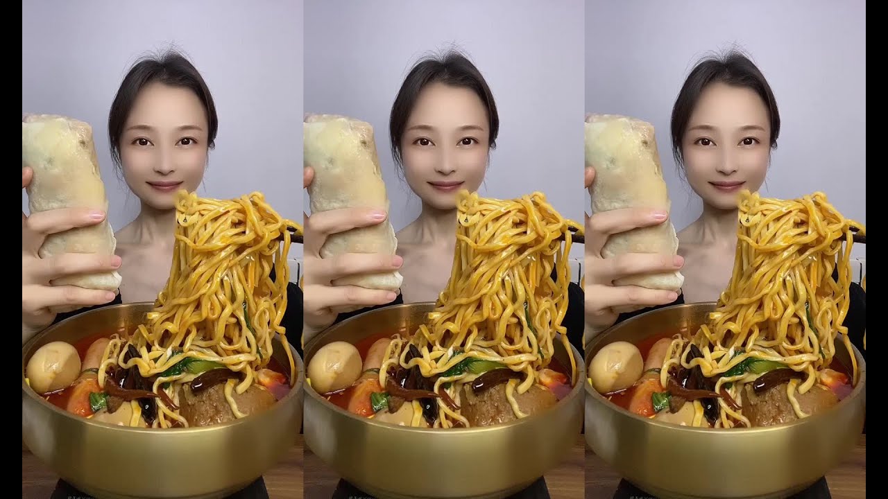 CHINESE MUKBANG SWEETFOOD,CAKE EATING SHOW EATING SPICY NOODLES YummyMukbang