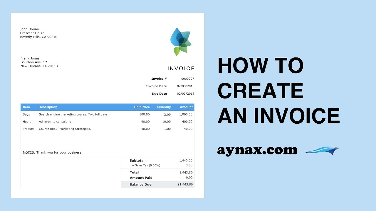 Create an Invoice