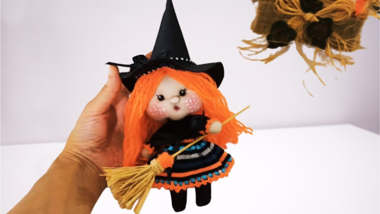 ÇORAPTAN MİNYATÜR TATLI CADI YAPIMI-MINIATURE SWEET WITCH MAKING FOR SOCKS-GERİDÖNÜŞÜM-DIY HALLOWEEN