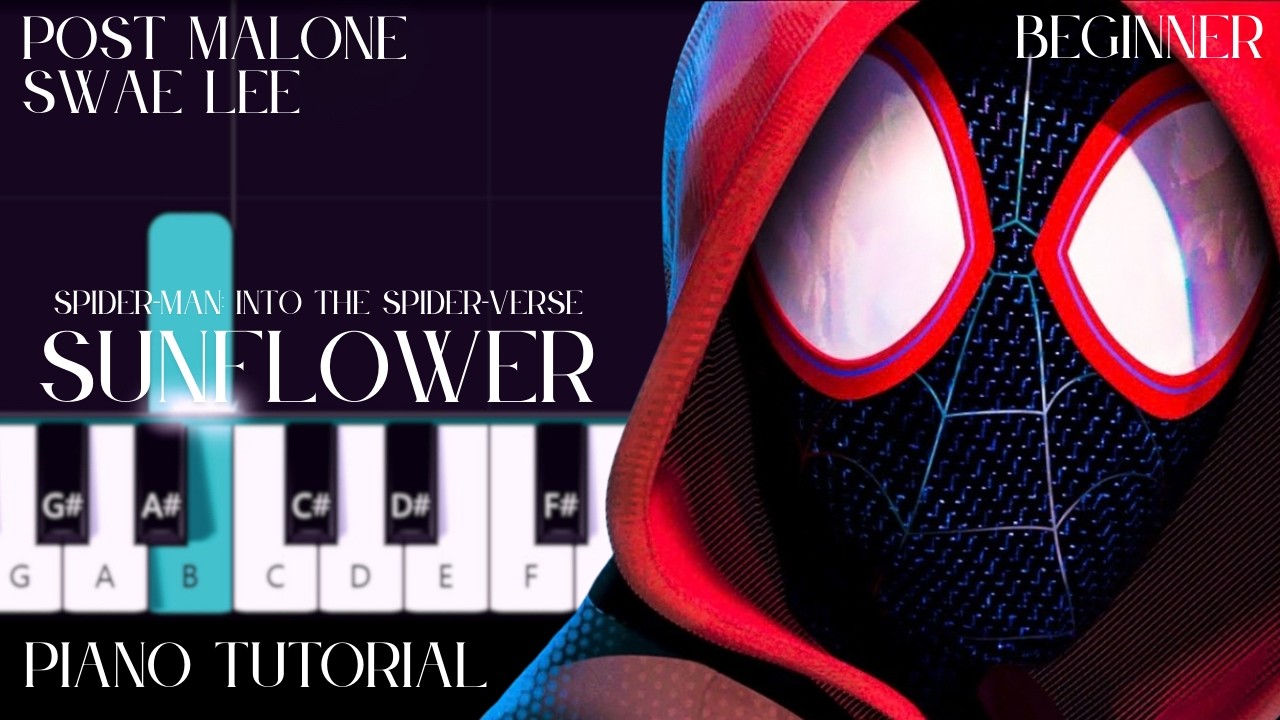 Post Malone, Swae Lee - Sunflower | Easy Piano Tutorial (Beginner)