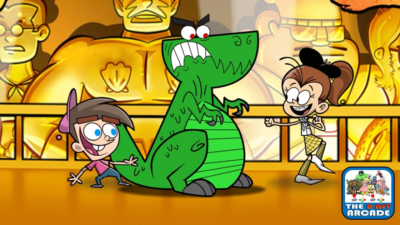Super Brawl World - Timmy Turner introduces a T-Rex to Luan Loud (Nickelodeon Games)