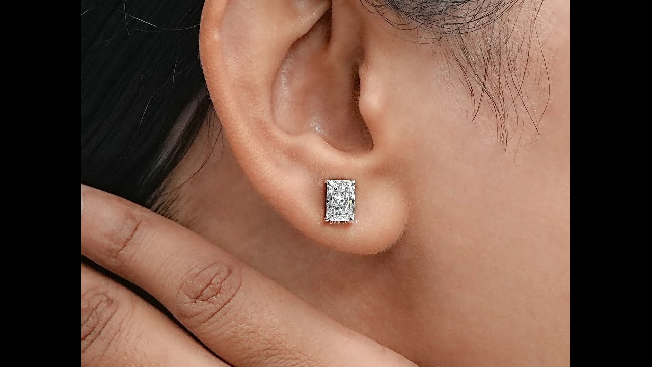 Radiant Lab Grown Diamond Stud Earring @Dvik-Jewels
