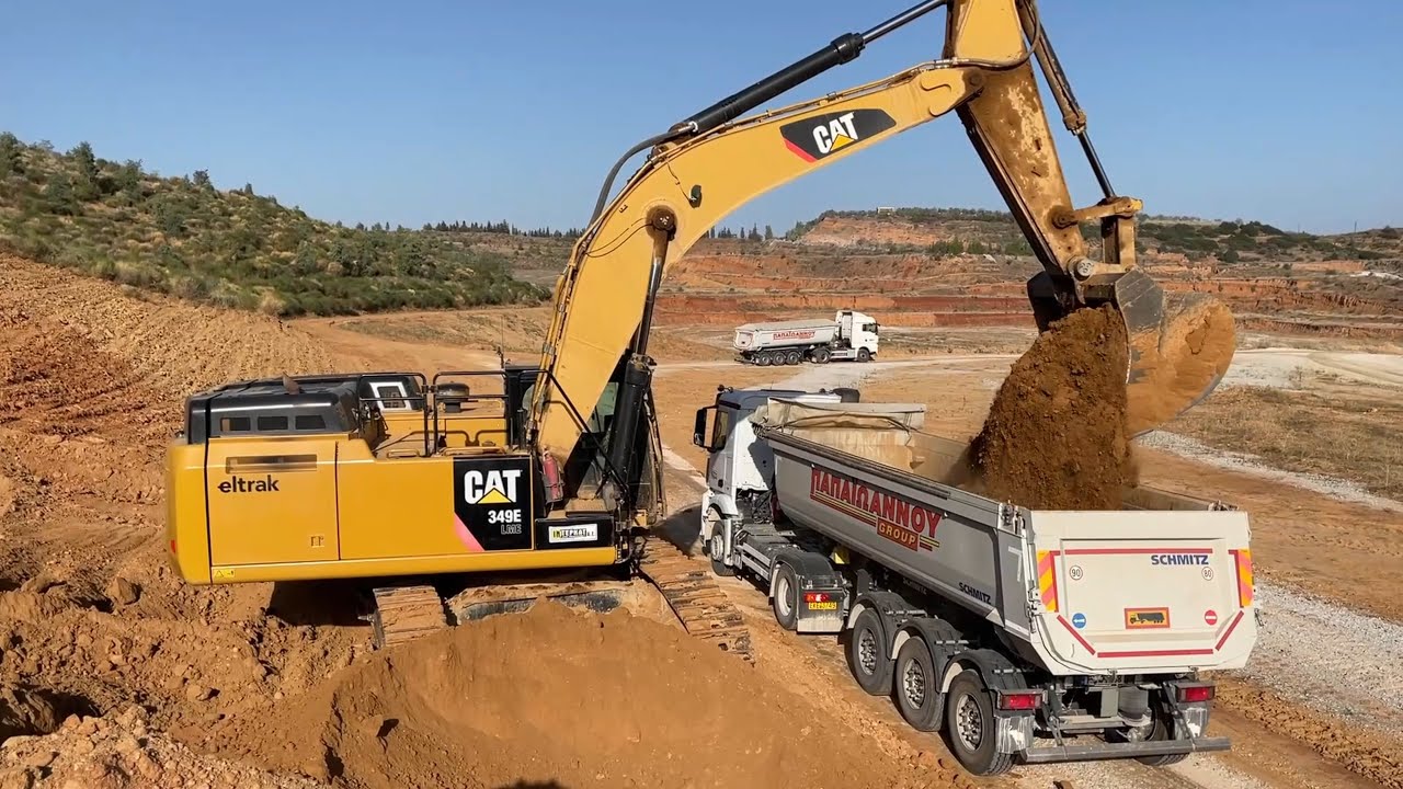Caterpillar 349E Excavator Loading Trucks With Weighing System On Board - Papaioannou Group