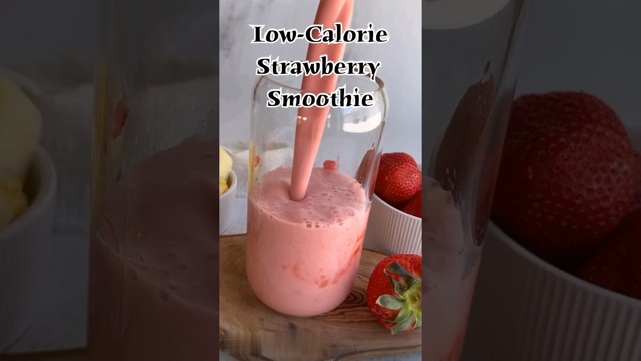 Low-Calorie Strawberry Smoothie (recipe in pinned comment) #strawberry #smoothie #recipes