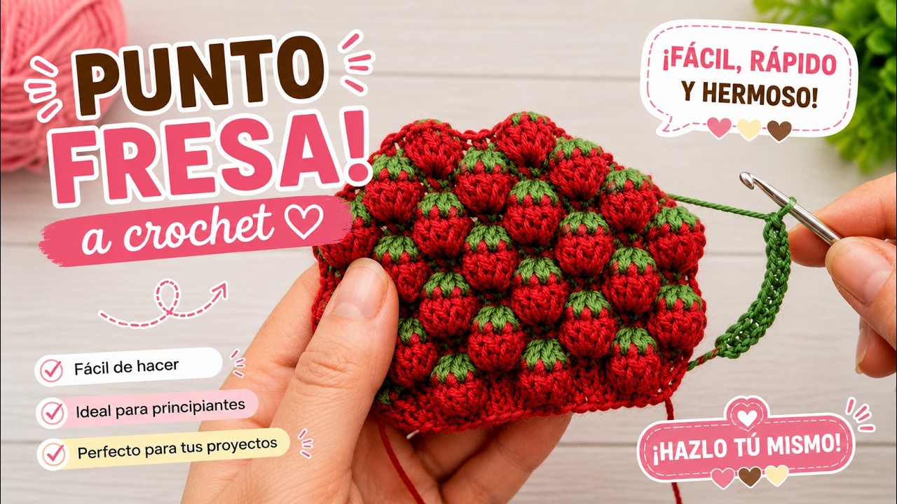 El Punto Fresa en crochet que todas aman&hellip; y casi nadie sabe tejer bien 🧶🍓