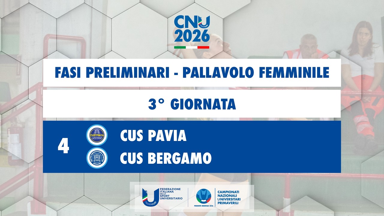 CUS Pavia vs CUS Bergamo - CNU 2026 - 3&deg; Giorn. Pallavolo