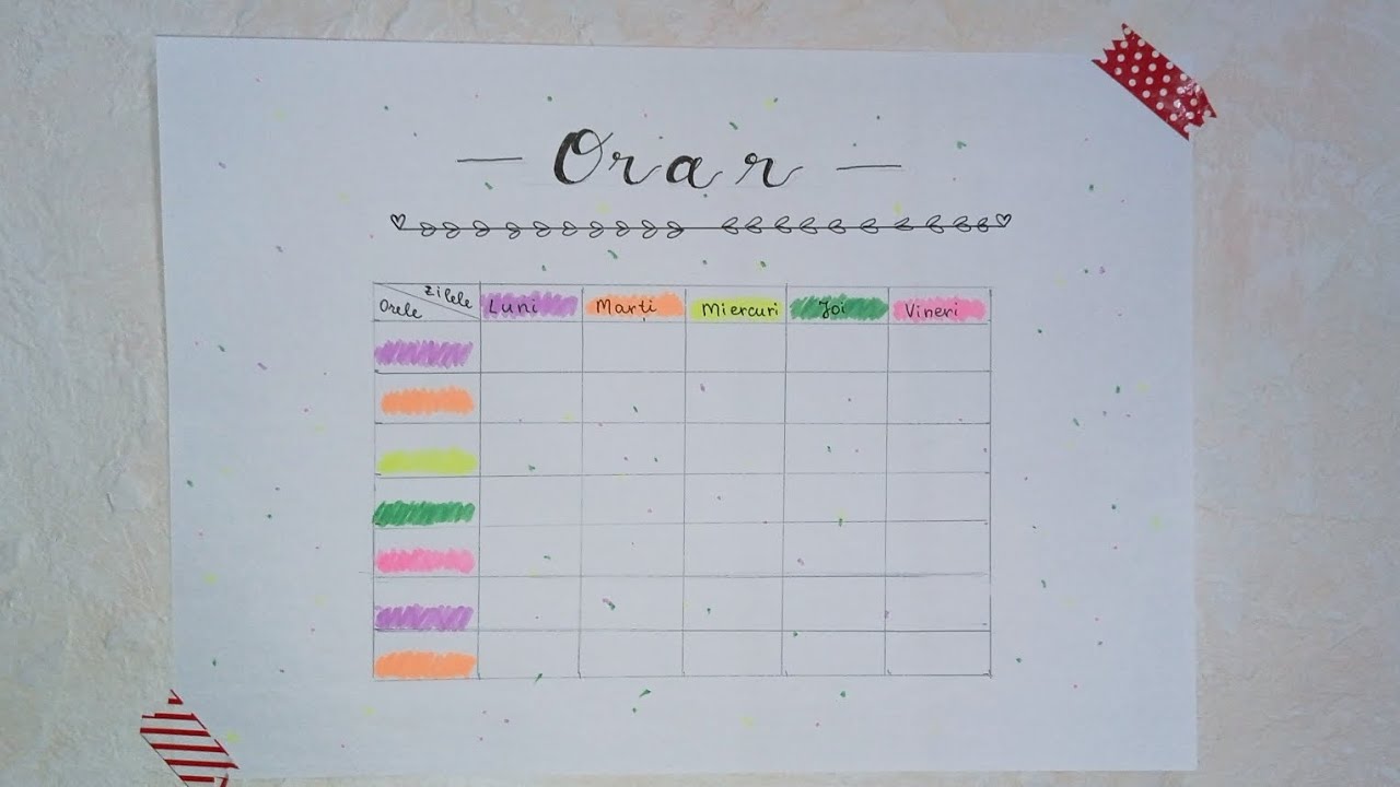 Ideie de orar pentru școală/Timetable for school/Andreea G.