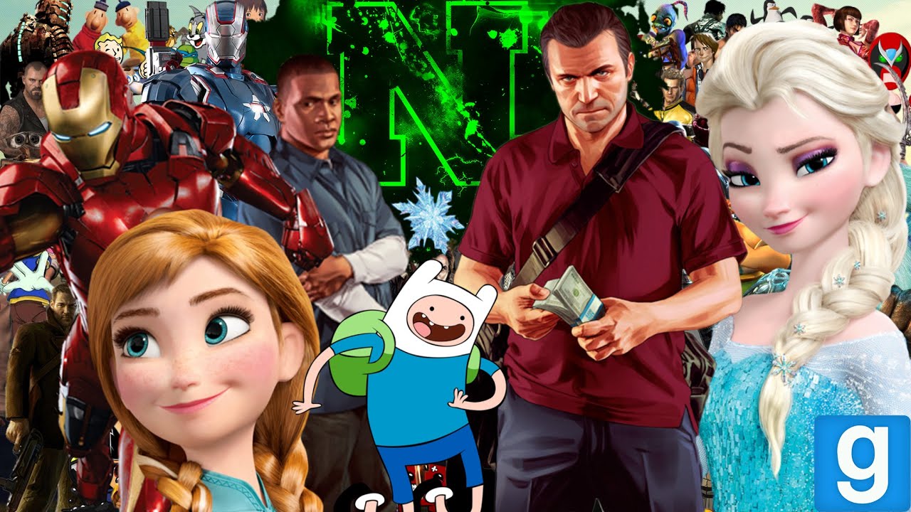 Gmod - Frozen, GTA 5 , Adventure Time and Iron Man VS Zombies - funny video moments - (garry's mod)