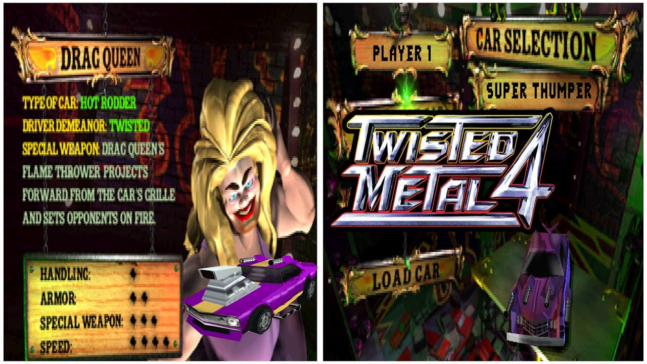 [Duckstation] Twisted Metal 4 (Drag Queen & Super Thumper 1P Tournament Playthroughs)